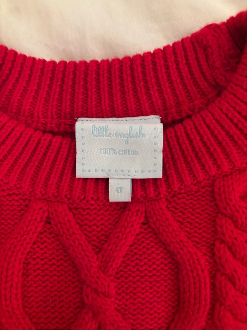 Kids Sz Red 💯 cotton Cable Knit Sweater - like new condition